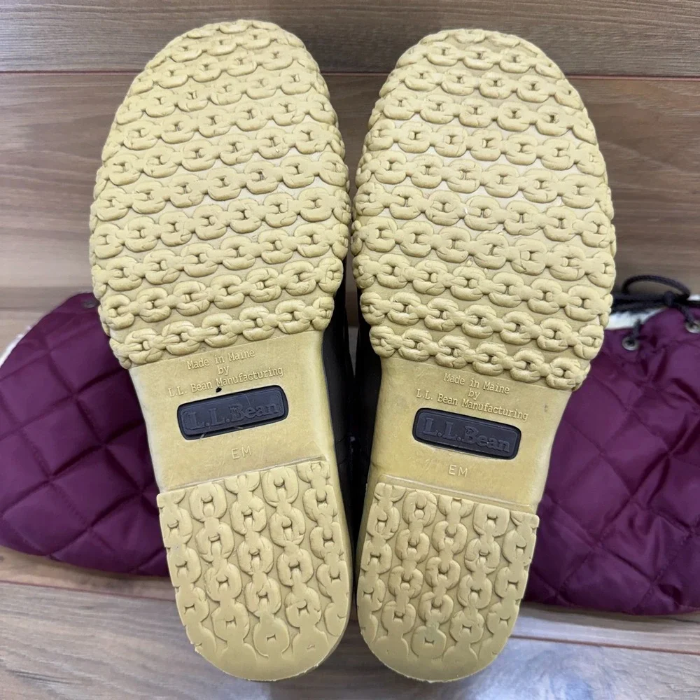 LL Bean Boots Shearling Lined Tall Womens 8 M‎ Quilted Burgundy
